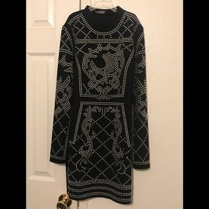 Beaded long sleeve dress
